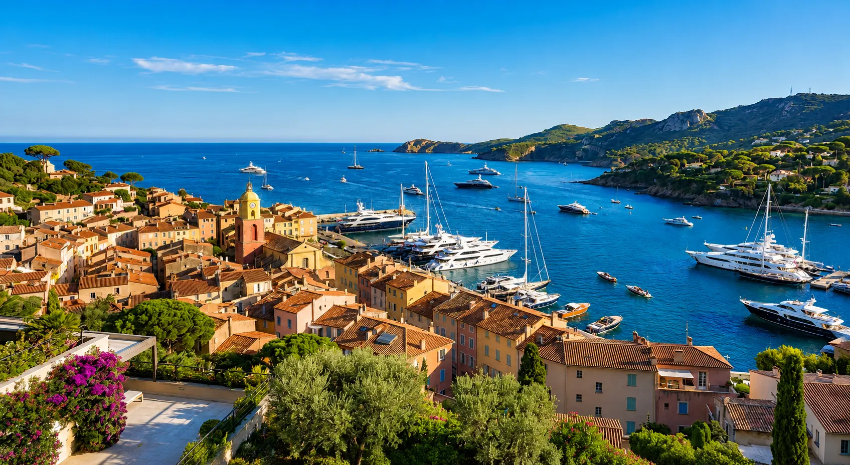 Vue sur la Côte d'Azur au coucher du soleil